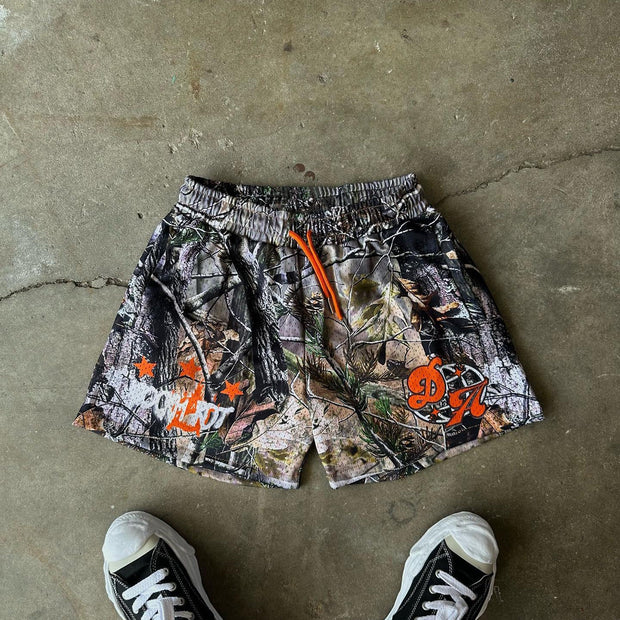 Casual camouflage print shorts
