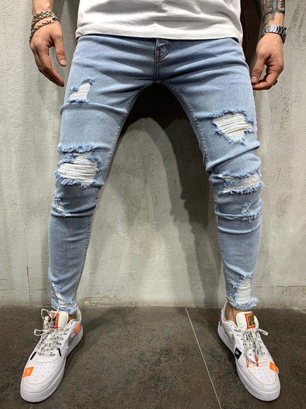 Men's slim-fit ripped jeans
