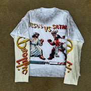 Jesus vs Saints Casual Street Vintage Long Sleeve T-Shirt