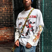Jesus vs Saints Casual Street Vintage Long Sleeve T-Shirt
