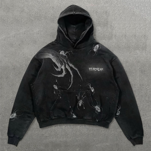 Spider Your Dream Print Long Sleeve Hoodies