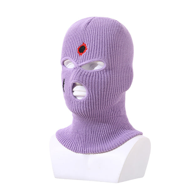 Balaclava three-hole hat outdoor riding headgear knitted warm ski mask