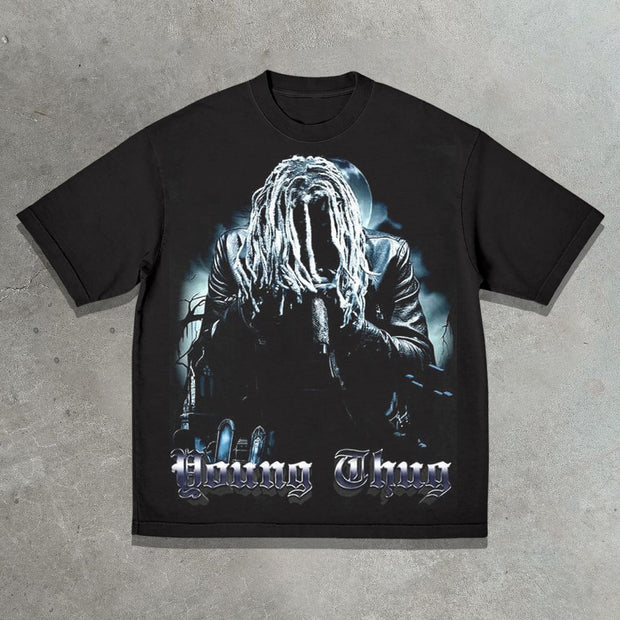 Hip-hop street rap casual printed T-shirt
