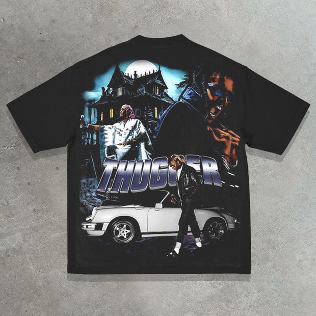 Hip-hop street rap casual printed T-shirt