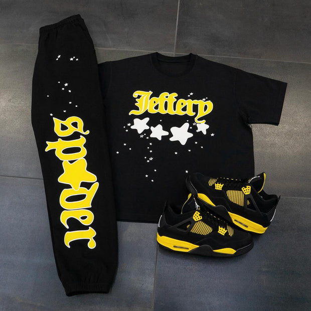 Spider Starry Casual Street T-shirt Trousers Two-piece Set