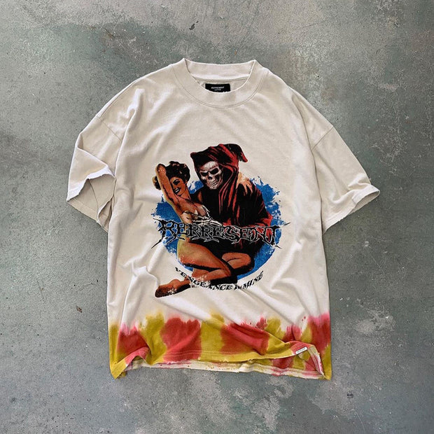 Street style round neck short sleeve printed T-shirt men
