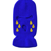 Tears of money embroidered three-hole hat warm ski mask