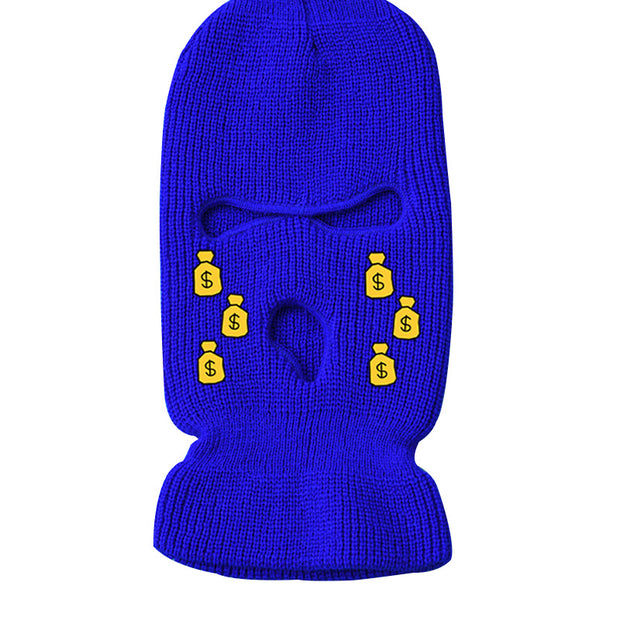 Tears of money embroidered three-hole hat warm ski mask