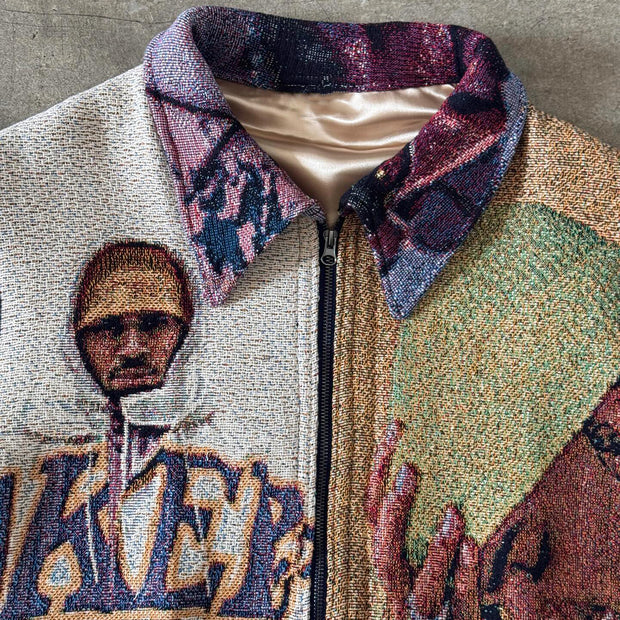 Hip Hop Street Rap Tapestry Zip-Up Jacket