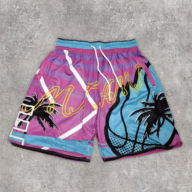 Stylish Preppy Print Colorblock Track Shorts