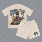 Racer No. 1 Print Short Sleeve Two Piece Set