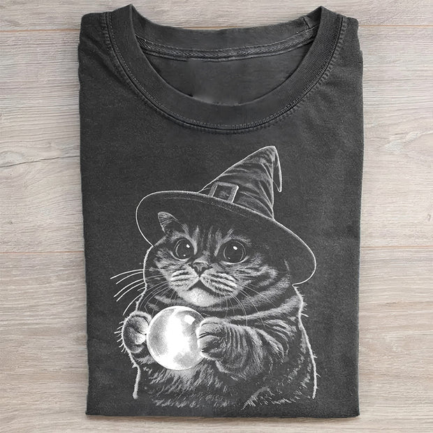 Witch Cat Retro T-shirt