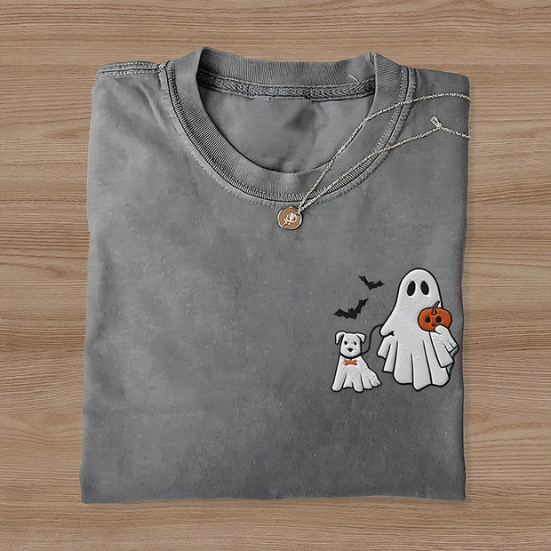 Embroidered Cute Dog Ghost T-shirt