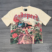 Garden Skull Print Short Sleeve T-Shirt