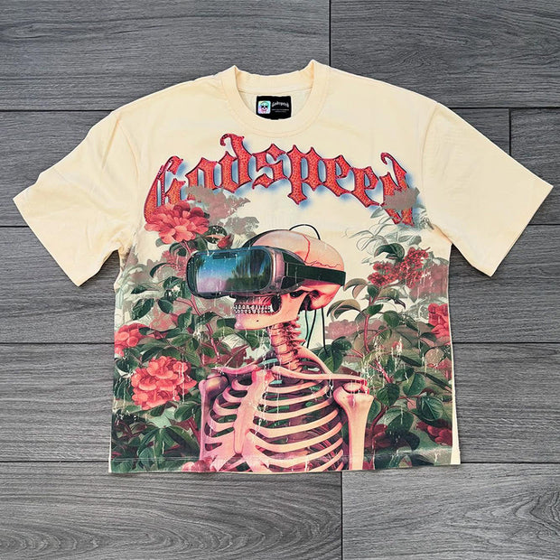 Garden Skull Print Short Sleeve T-Shirt