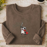 Huzzah raccoon with Sword Embroidered Sweatshirt