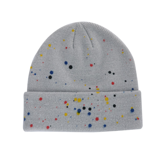 Spray-painted colorful polka dot graffiti wool knitting hat