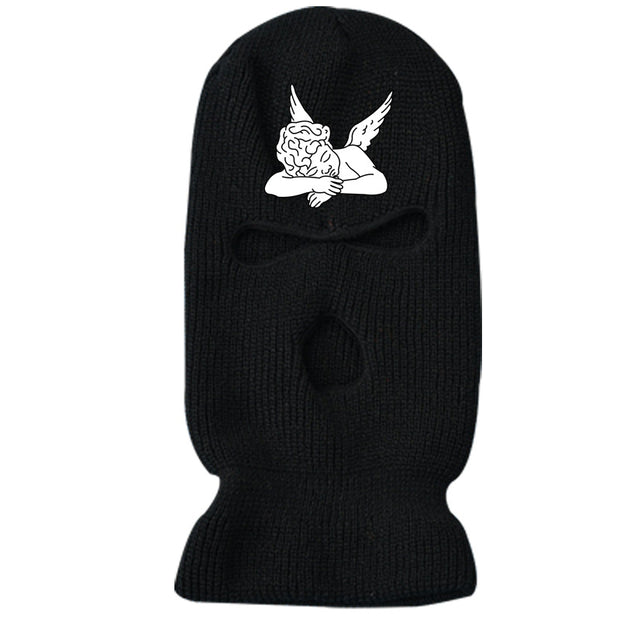 Embroidered angel three-hole winter ski warm knitted hat