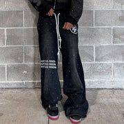 Letters Dot Printed Pocket Sweatshirt Pants
