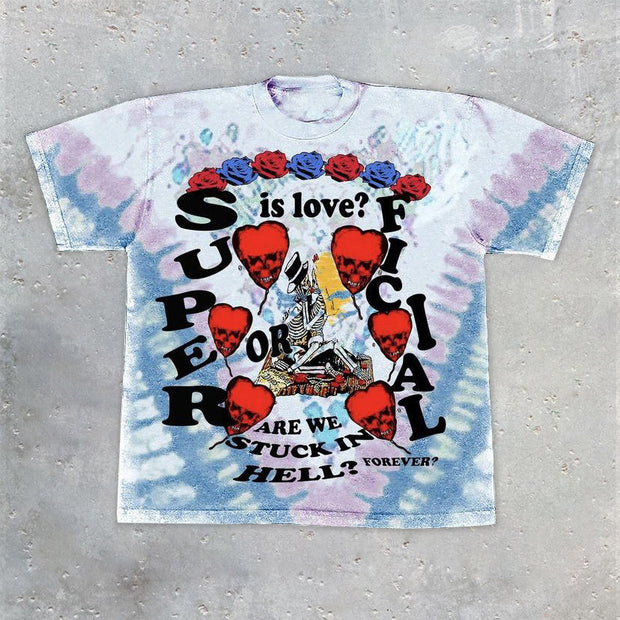 Men's street style tie-dye printed T-shirt