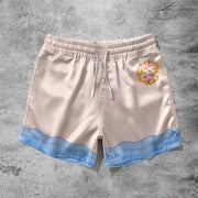 Casual hit color fashion drape print shorts