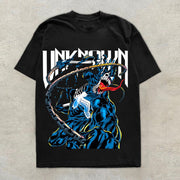 Casual preppy print oversized short-sleeved T-shirt
