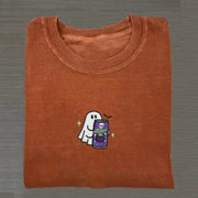 Embroidered Spooky Ghost Halloween T-shirt