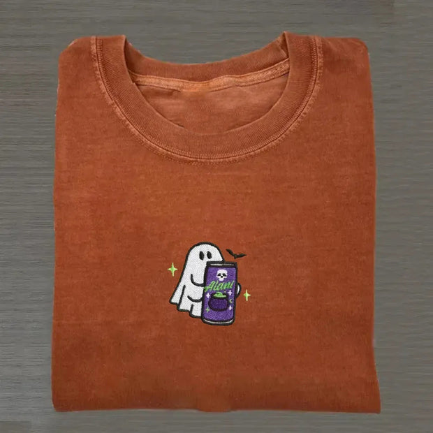 Embroidered Spooky Ghost Halloween T-shirt