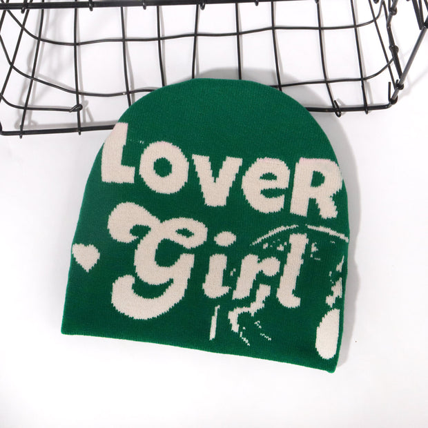 LOVER letter knitted hat
