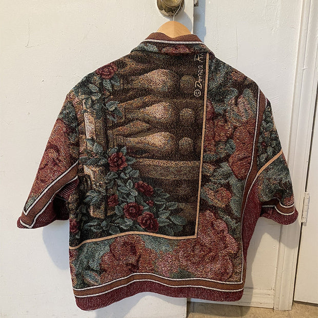 Vintage Garden Tapestry Shirt Jacket
