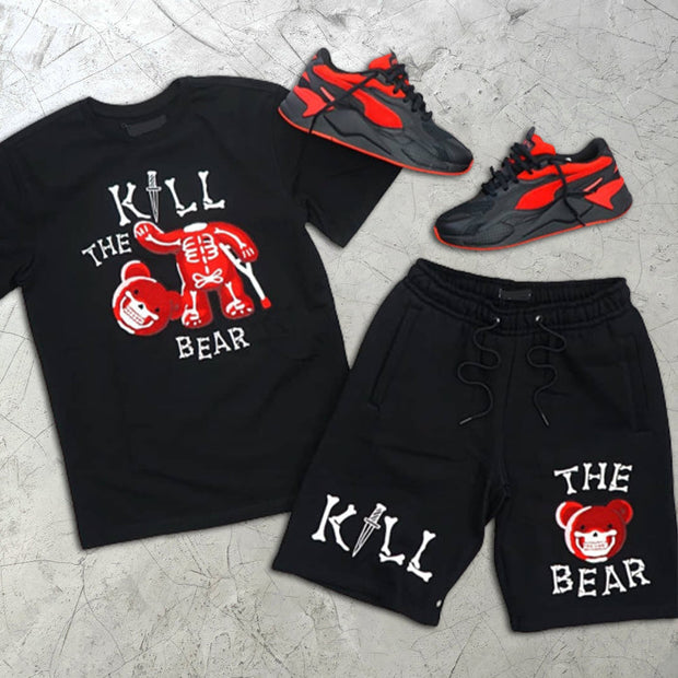 Bear Print Short Sleeve Two Piece