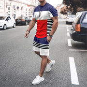 Casual Colorblock Sports Short Sleeve Suit