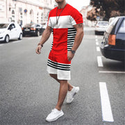 Casual Colorblock Sports Short Sleeve Suit