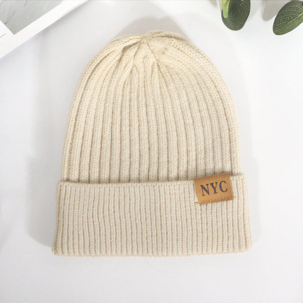 Casual and versatile NYC letter wool knitted hat Japanese style