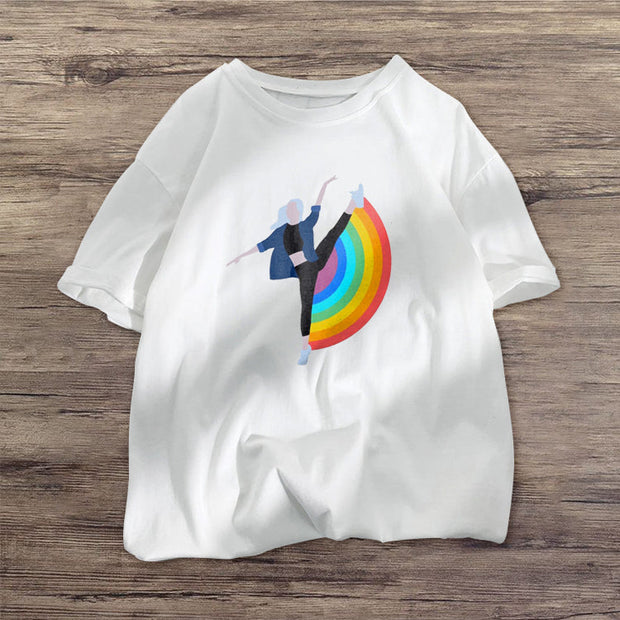 Dancer rainbow print short-sleeved T-shirt
