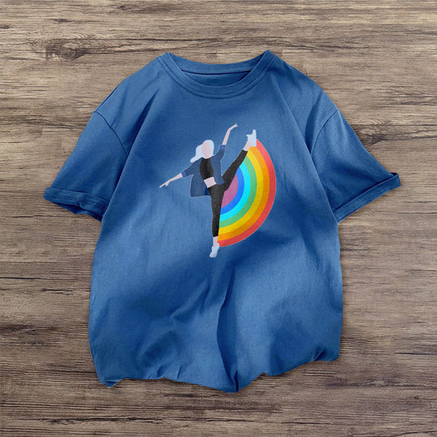 Dancer rainbow print short-sleeved T-shirt