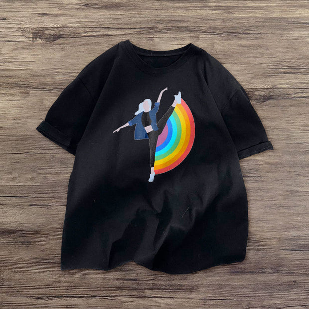 Dancer rainbow print short-sleeved T-shirt