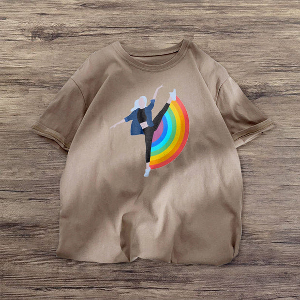 Dancer rainbow print short-sleeved T-shirt