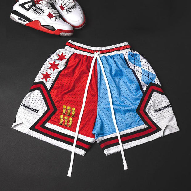 Contrast Trendy Zip Mesh Shorts