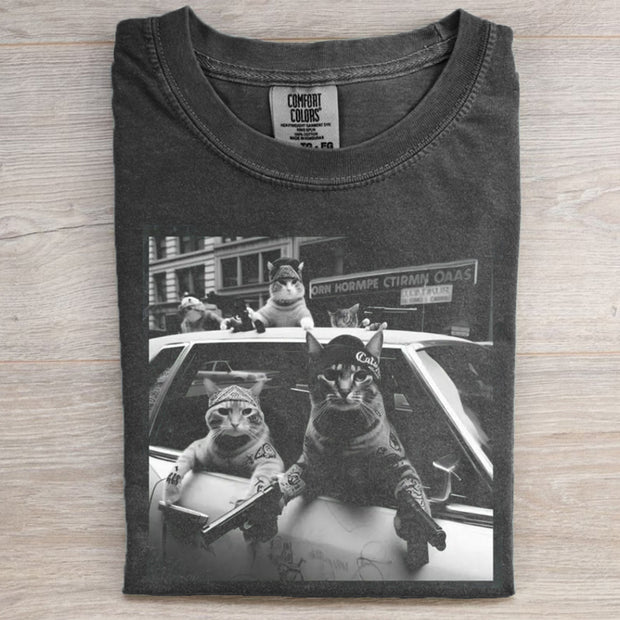 Funny Cat Gang Vintage T-shirt