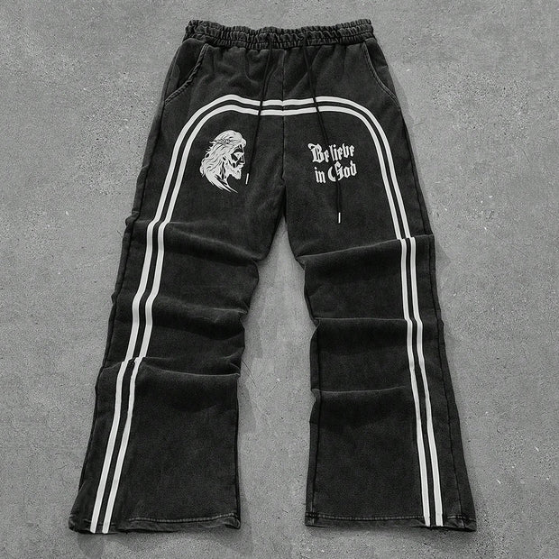 Jesus Casual Street Vintage Wide Leg Sweat Pants