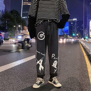 Graffiti casual long loose wide-leg pants