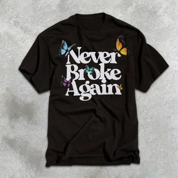 Butterfly Slogan Graphic Print Short Sleeve T-Shirt