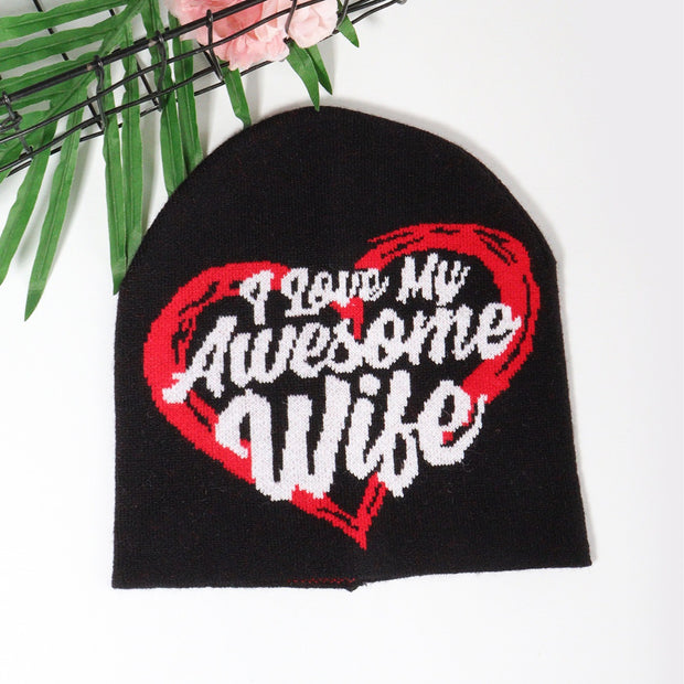 English love wool warm knitted hat
