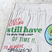 graphic print elastic shorts