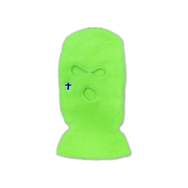 Cross embroidered knitted warm three-hole hat men and women ski mask hat