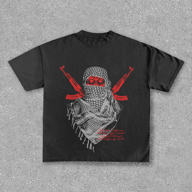 Personalized street style dangerous goods print T-shirt