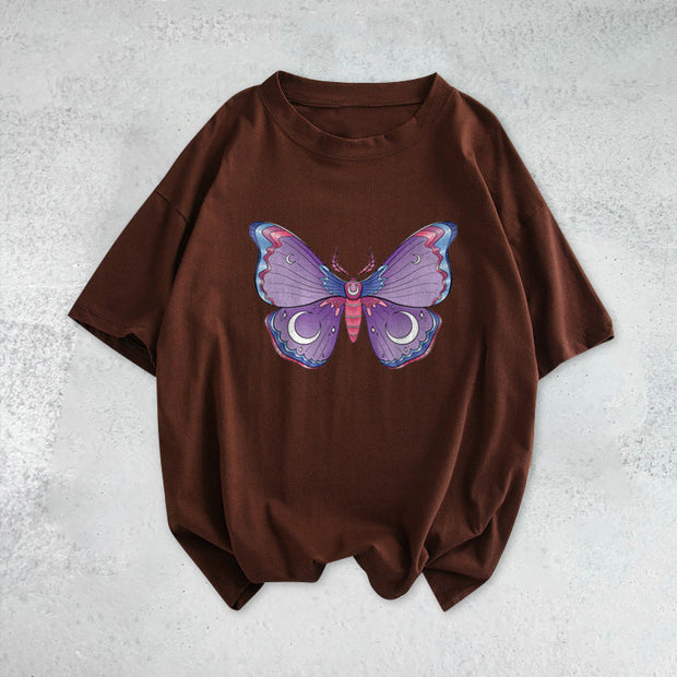 Fashion Butterfly Street Shooting Short Sleeve T-shirt