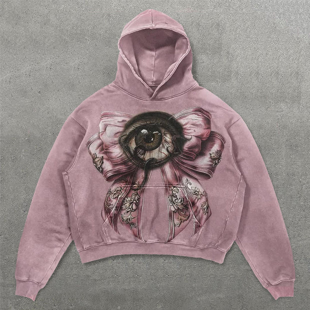 Eye Bow Print Long Sleeve Hoodies