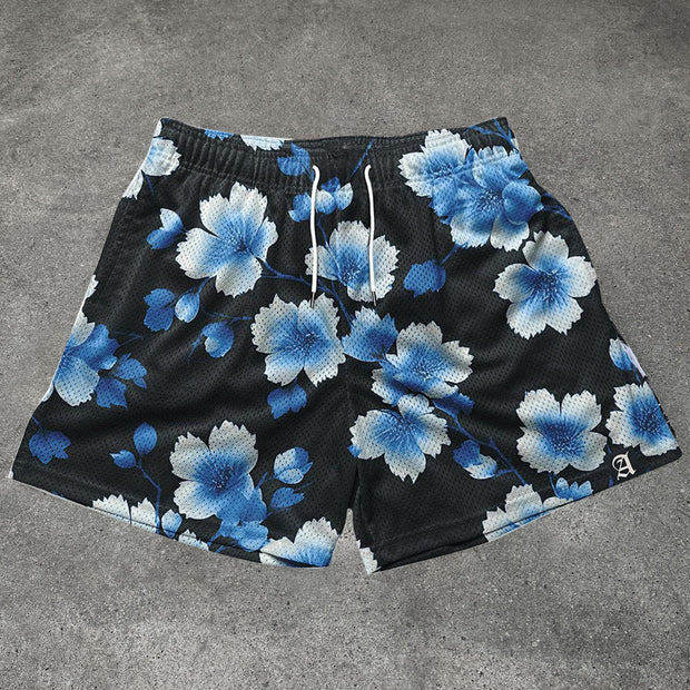 Personalized street style floral stretch shorts